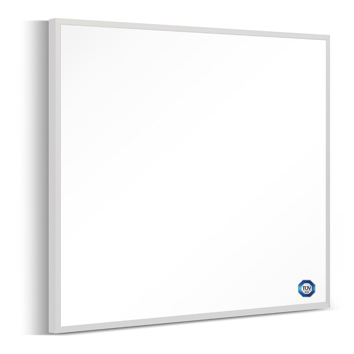 Panneau infrarouge mural blanc FrauSonne dans une salle de bain contemporaine aux finitions minérales