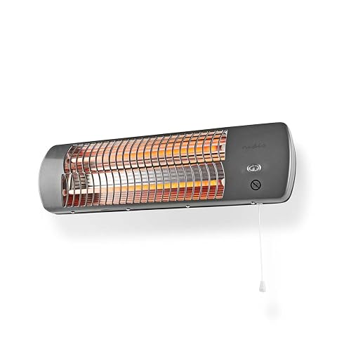 Radiateur soufflant mural gris Nedis à tête inclinable dans une salle de bains claire