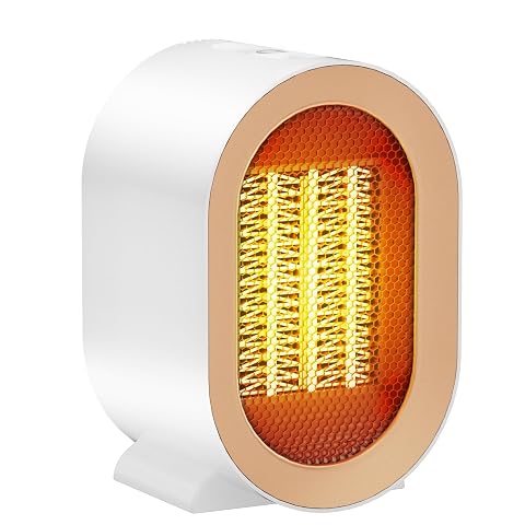 Radiateur soufflant blanc compact avec poignée, posé dans une salle de bain contemporaine claire