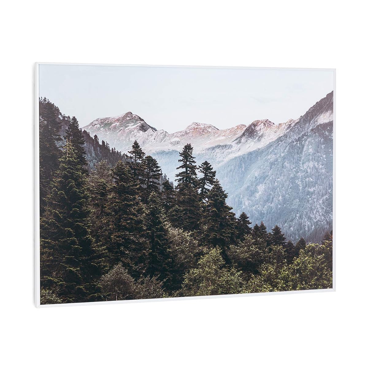 Panneau infrarouge mural blanc avec motif de montagne dans une salle de bain contemporaine